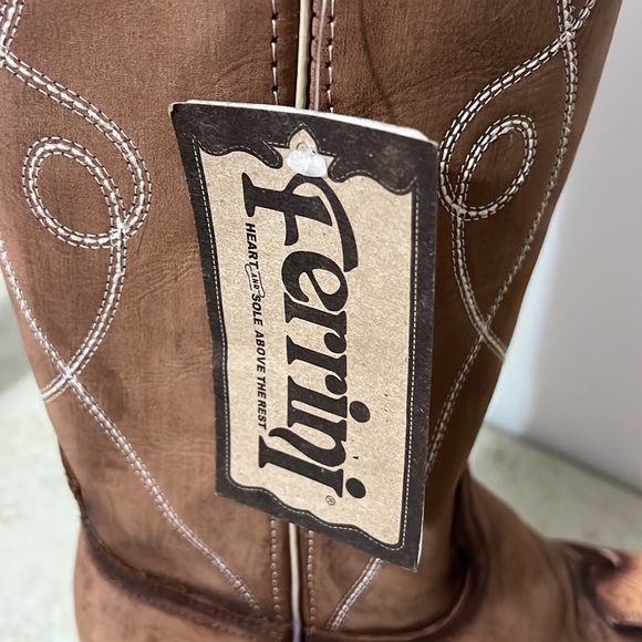 New Ferrini Madison Tooled Western Snip Toe Boots - Picture 7 of 10